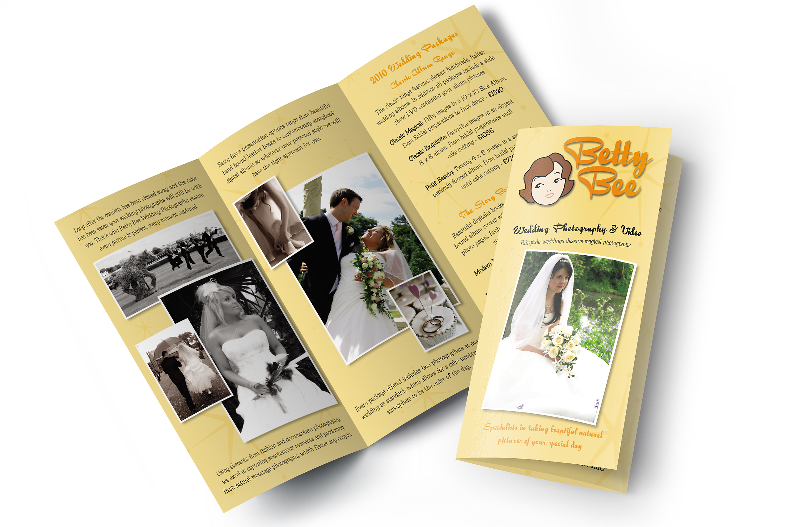 Trifold leaflet for Betty Bee Photography